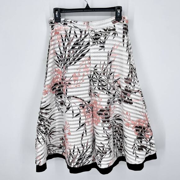 Le Chateau VINTAGE Skirt Womens Sz 6 White Pink Floral A-Line Lined Perforated - Picture 6 of 10